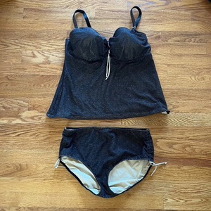 Prima Donna Swim Jet‎ Set Padded Tankini and Bottom Mesh Black 40C